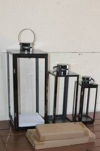 lot 95 image: METAL INDOOROUTDOOR NESTING LANTERNS 13,17 AND 22  TALL