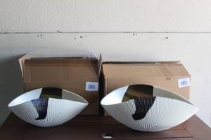 lot 98 image: 2 GLOBAL VIEWS HOME ACCENTS PLEATED BOWLS- BRONZE STRIPE-MED&nbsp 3.31568 (16L) 3.31567 (20L)