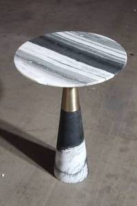 lot 143 image: MARBLE PANDA ACCENT SIDE TABLE 16DIAM X 22H