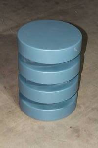lot 147 image: WEST ELM PETROL BLUE ROTARY DRUM 4 TIRE SIDE TABLE&nbsp 7468913