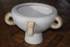 lot 151 image: ANTERIOR HOME SAINT PAUL CLYDE GREY CENTERPIECE 5557 MADE IN PHILIPPINES , 12 12 DIAM X 11H&nbsp