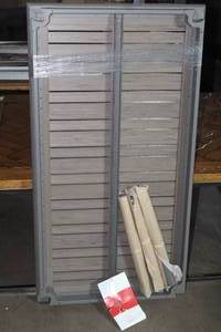 lot 152 image: AFRESCO HOME&nbsp ALL WEATHER TEAK TOP MODERN OUTDOOR METAL COFFEE TABLE  MISSING ONE LEG&nbsp