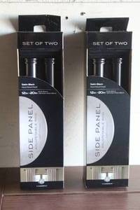 lot 157 image: TOTAL OF 2 BOXES CAMBRIA SATIN BLACK SIDE PANEL ADJUSTABLE RODS , ( 2- RODS PER BOX )&nbsp