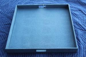 lot 159 image: LARGE&nbsp Z GALLERIE MANTA SQUARE SAPHIRE SERVING TRAY WITH HANDLES , 30 X 30&nbsp