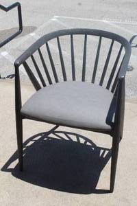 lot 125 image: INTERLUDE HOME GREY WOOD CHAIR WITH PADDED SUEDE SEAT  NEED WOOD GLUE REPAIRING  SEE PIC&nbsp
