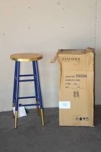 lot 174 image: SAFAVIEH FURNITURE&nbsp FOX3230A&nbsp NAVYGOLD COUNTER BAR STOOL&nbsp