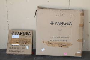 lot 178 image: PANGEA HOME HIGH GLOSS WHITE ROUND DINING TABLE TABLE&nbsp