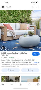 lot 65 image: WEST ELM CONCRETE PEBBLE TABLE 195532&nbsp