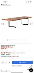 lot 118 image: MOES BENT NATURAL WOOD DINING TABLE SOLID ACACIA WOOD SMOKED WOOD FINISH