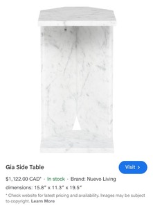 lot 133 image: NEVO GIA MARBLE SIDE TABLE , HGV1120&nbsp