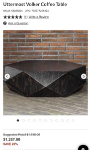 lot 134 image: UTTERMOST VOLKER COFFEE TABLE 25491 37DIAM 14T