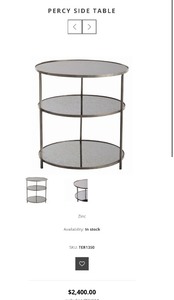 lot 137 image: 2 PERCY 3 TIER GLASSZINC SIDE TABLES AS SHOWN