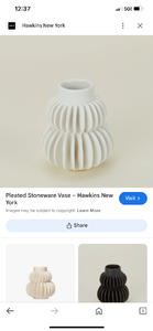 lot 90 image: PLEATED STONEWARE VASE HAWKINS NEW YORK