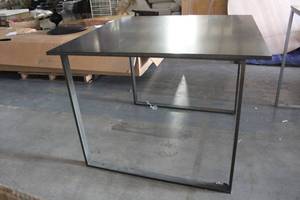 lot 196 image: BLACK MARBLE SLAB TOP STEEL BASE TABLE , 4FT, L X 4FT, W X 3FT, H  PLEASE BRING HELP&amp SUPPLIES&nbsp TO REMOVE ITEM  VERY HEAVY&nbsp
