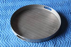 lot 234 image: ROUND PEWTER SERVING 20DIAM TRAY WITH HANDLES&nbsp
