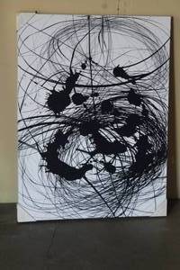 lot 6 image: BLACK CHAOS I CANVAS ART 30X40
