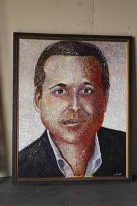 lot 12 image: FRAMED CANVAS PORTRIAT WITH SIGNATUREDATE 65X53