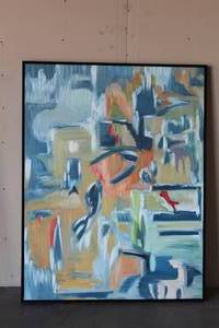lot 15 image: COLORFUL FRAMED CANVAS WALL ART 62X48
