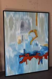 lot 32 image: MULTICOLORED FRAMED CANVAS WALL ART 62 X 48