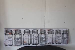 lot 105 image: AUGUST GROVE FARMHOUSE FOOD &amp BEVERAGE&nbsp MASON JAR CANVAS&nbsp 47 X 12&nbsp