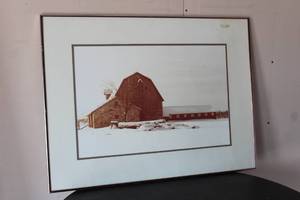 lot 108 image: COBBLESTONE BARN 5022-B SIGNED BY ARTIST WILLIAM PLANTE 1975&nbsp 32 X 24