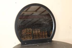 lot 112 image: ROUND WOOD FRAMED WALL MIRROR&nbsp