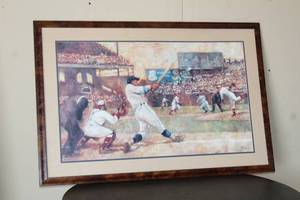 lot 88 image: CLASSIC NEW YORK BASEBALL ACTION LITHOGRAPHY BY PAUL BIRLING&nbsp 39 X 26