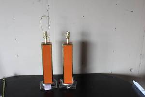 lot 123 image: BLAIR ORANGE GOLD TABLE LAMPS&nbsp