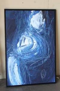 lot 45 image: FRAMED CANVAS ART SIGNED BY ARTIST UNKNOWN DESTINATION 30X44
