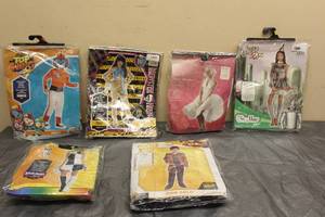 lot 157 image: TOTAL OF 6 ASSORTED HALLOWEEN COSTUMES ADULT KIDS SMALL CHILD SIZES (EACH LOT WILL VARY)