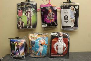 lot 185 image: TOTAL OF 6 ASSORTED HALLOWEEN COSTUMES ADULT KIDS SMALL CHILD SIZES (EACH LOT WILL VARY)