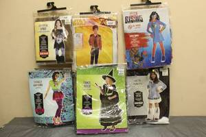 lot 202 image: TOTAL OF 6 ASSORTED HALLOWEEN COSTUMES ADULT KIDS SMALL CHILD SIZES (EACH LOT WILL VARY)