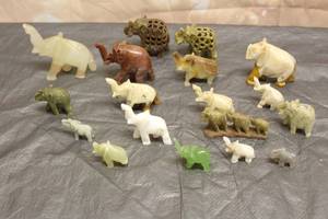 lot 128 image: LOT OF ASSORTED STONEMARBLE HANDCRAFTED ELEPHANT FIGURINES