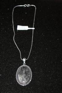 lot 216 image: BLACK RUTILE PENDANT NECKLACE WITH GERMAN SILVER CHAIN