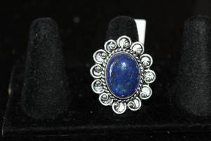 lot 221 image: LAPIS GERMAN SILVER RING SIZE 9