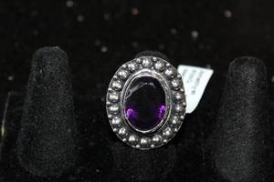 lot 224 image: AMETHYST GERMAN SILVER RING SIZE 6