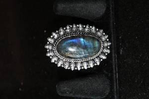 lot 230 image: LABARODORITE GERMAN SILVER RING SIZE 9