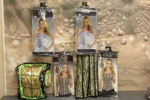 lot 74 image: 6. ASSORTED HALLOWEEN CORSETS&nbsp VARIOUS SIZES SEE PICS