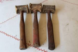 lot 34 image: 3 WOODEN HANDLE MALLET HAMMERS