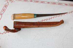 lot 105 image: VINTAGE J.MARTTINI FINLAND FILLET KNIFE WITH LEATHER SHEATH