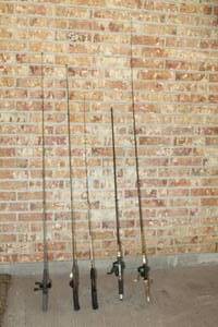 lot 108 image: LOT OF 5 FISHING ROD AND REELS&nbsp