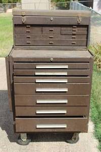 lot 166 image: VINTAGE TOOL BOX CONTENTS INCLUDED&nbsp