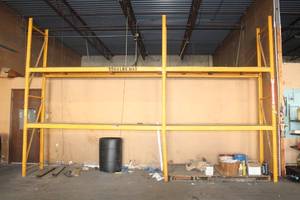 lot 103 image: 2 SECTION PALLET RACKING BUYER MUST DISASSEMBLE&nbsp MUST BRING PHILLIPS AND FLATHEAD SCREWDRIVERS&nbsp AND SOCKET AND WRENCH