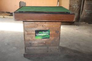 lot 106 image: HOMEMADE POKERCARD TABLE WITH DRINK HOLDERS