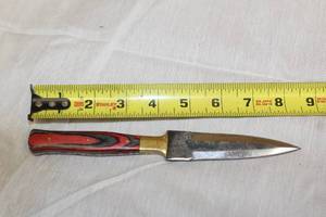 lot 5 image: MHS CUTLERY HANDMADE COSTUM CHEF, FOLDING, ULU KNIVES WITH WOOD, BONE AND OR RESIN HANDLES
