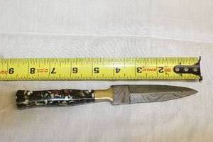 lot 7 image: MHS CUTLERY HANDMADE COSTUM CHEF, FOLDING, ULU KNIVES WITH WOOD, BONE AND OR RESIN HANDLES