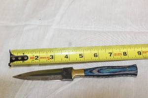 lot 8 image: MHS CUTLERY HANDMADE COSTUM CHEF, FOLDING, ULU KNIVES WITH WOOD, BONE AND OR RESIN HANDLES