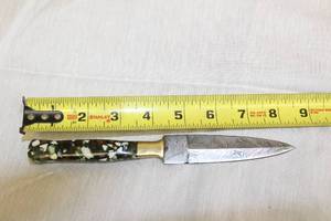 lot 9 image: MHS CUTLERY HANDMADE COSTUM CHEF, FOLDING, ULU KNIVES WITH WOOD, BONE AND OR RESIN HANDLES