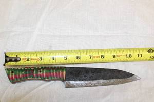 lot 10 image: MHS CUTLERY HANDMADE COSTUM CHEF, FOLDING, ULU KNIVES WITH WOOD, BONE AND OR RESIN HANDLES
