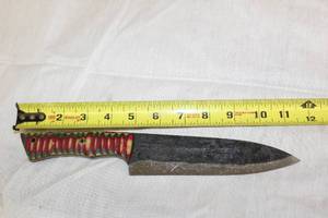lot 14 image: MHS CUTLERY HANDMADE COSTUM CHEF, FOLDING, ULU KNIVES WITH WOOD, BONE AND OR RESIN HANDLES